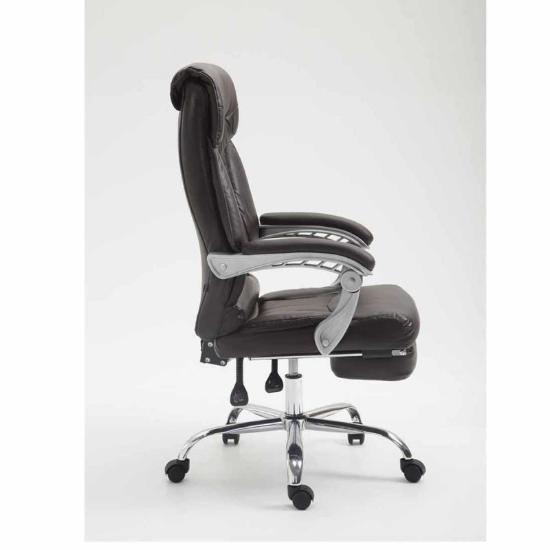 Sillón de Oficina OREGON, Reposapiés Extensible, Gran Acolchado, en Piel color Negro