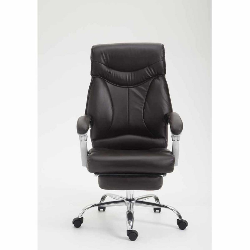 Sillón de Oficina OREGON, Reposapiés Extensible, Gran Acolchado, en Piel color Negro