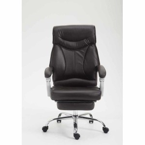 Sillón de Oficina OREGON, Reposapiés Extensible, Gran Acolchado, en Piel color Negro