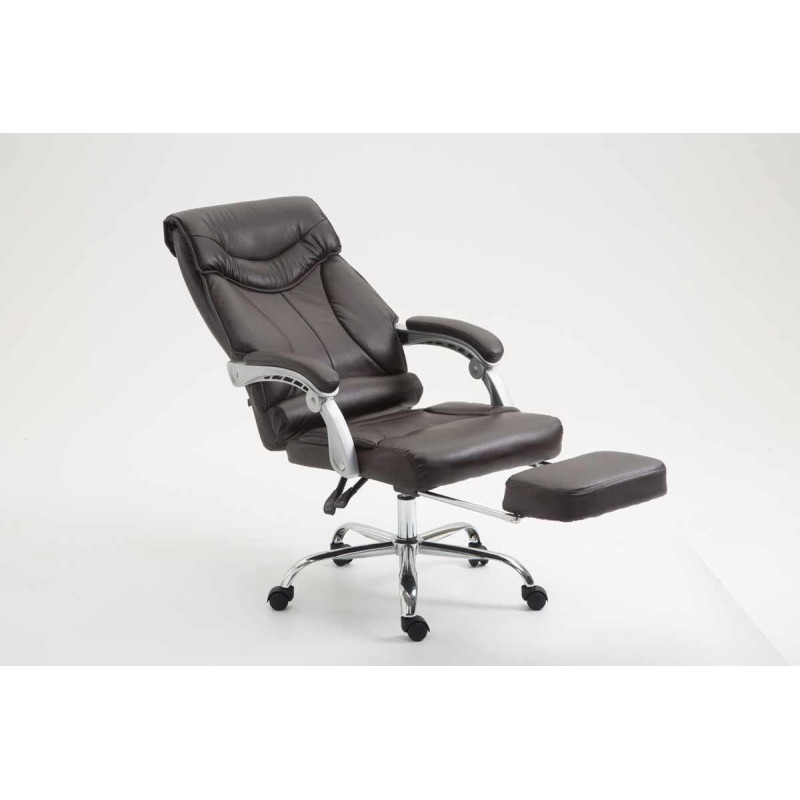 Sillón de Oficina OREGON, Reposapiés Extensible, Gran Acolchado, en Piel color Negro