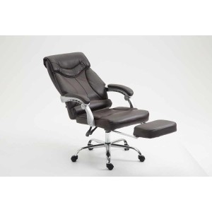 Sillón de Oficina OREGON, Reposapiés Extensible, Gran Acolchado, en Piel color Negro