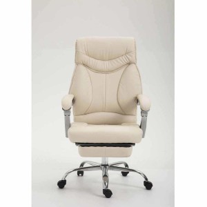 Sillón de Oficina OREGON, Reposapiés Extensible, Gran Acolchado, en Piel color Negro