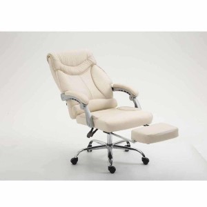 Sillón de Oficina OREGON, Reposapiés Extensible, Gran Acolchado, en Piel color Negro