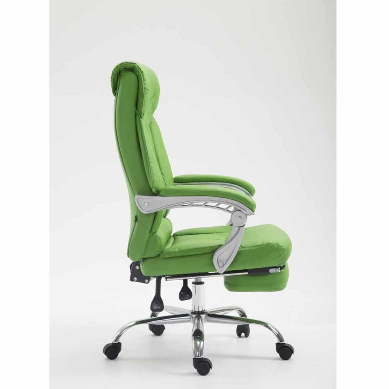 Sillón de Oficina OREGON, Reposapiés Extensible, Gran Acolchado, en Piel color Negro