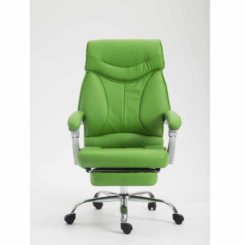 Sillón de Oficina OREGON, Reposapiés Extensible, Gran Acolchado, en Piel color Negro