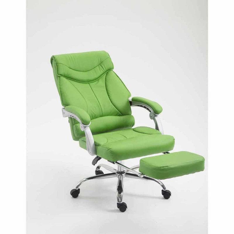 Sillón de Oficina OREGON, Reposapiés Extensible, Gran Acolchado, en Piel color Negro