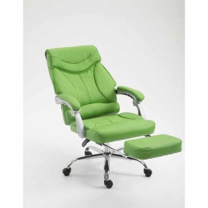 Sillón de Oficina OREGON, Reposapiés Extensible, Gran Acolchado, en Piel color Negro