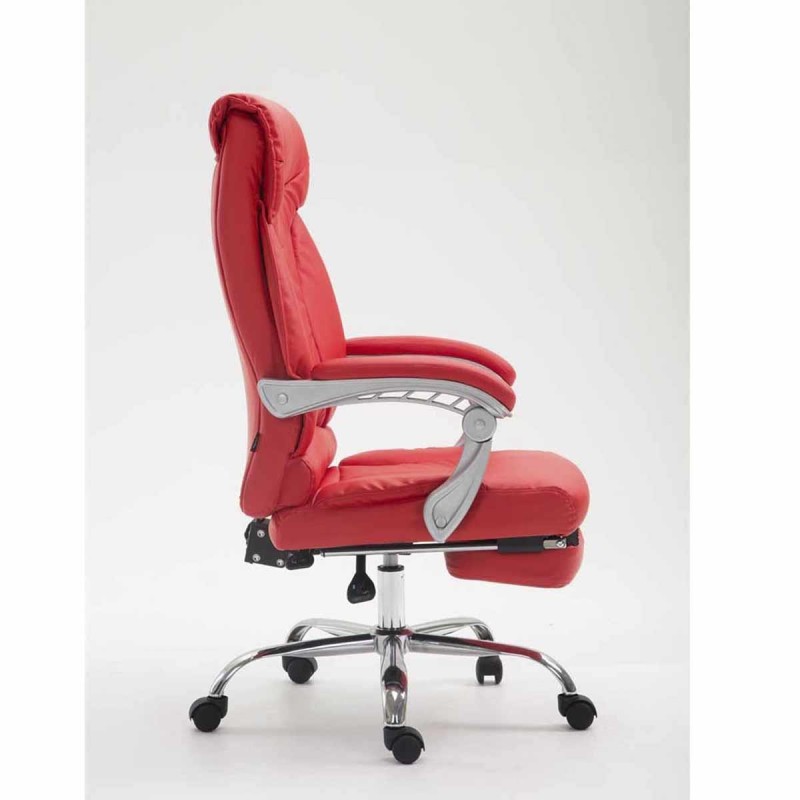 Sillón de Oficina OREGON, Reposapiés Extensible, Gran Acolchado, en Piel color Negro