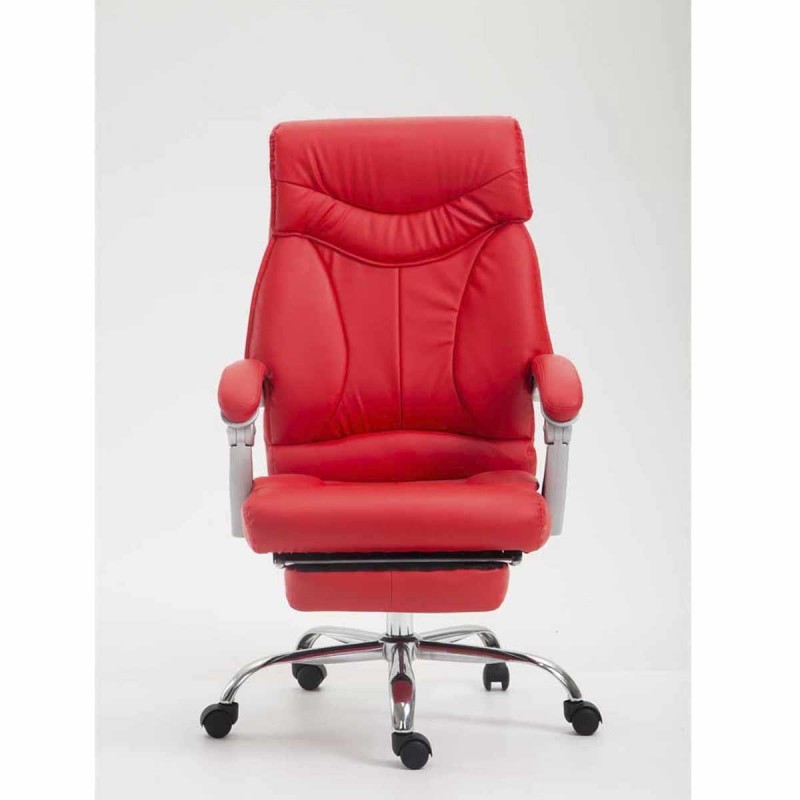 Sillón de Oficina OREGON, Reposapiés Extensible, Gran Acolchado, en Piel color Negro