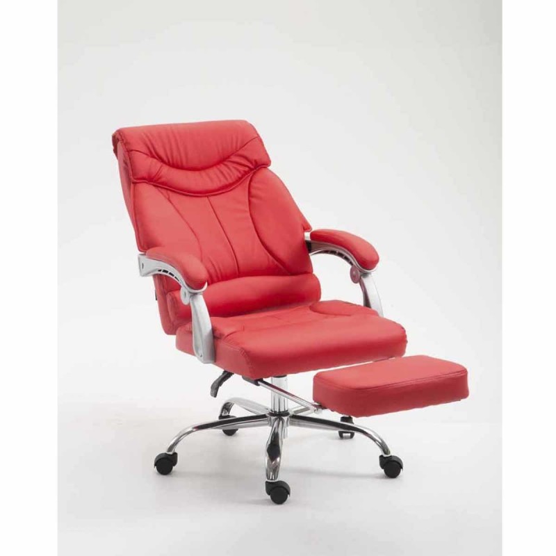 Sillón de Oficina OREGON, Reposapiés Extensible, Gran Acolchado, en Piel color Negro