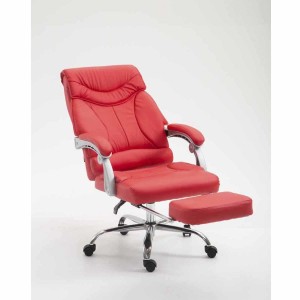 Sillón de Oficina OREGON, Reposapiés Extensible, Gran Acolchado, en Piel color Negro