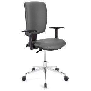 Silla de oficina ATLAS PRO PIEL, grueso acolchado y base en metal, en negro