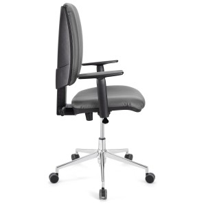 Silla de oficina ATLAS PRO PIEL, grueso acolchado y base en metal, en negro