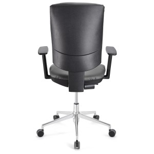 Silla de oficina ATLAS PRO PIEL, grueso acolchado y base en metal, en negro