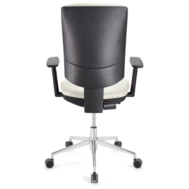 Silla de oficina ATLAS PRO PIEL, grueso acolchado y base en metal, en negro