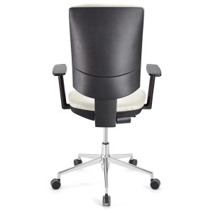 Silla de oficina ATLAS PRO PIEL, grueso acolchado y base en metal, en negro