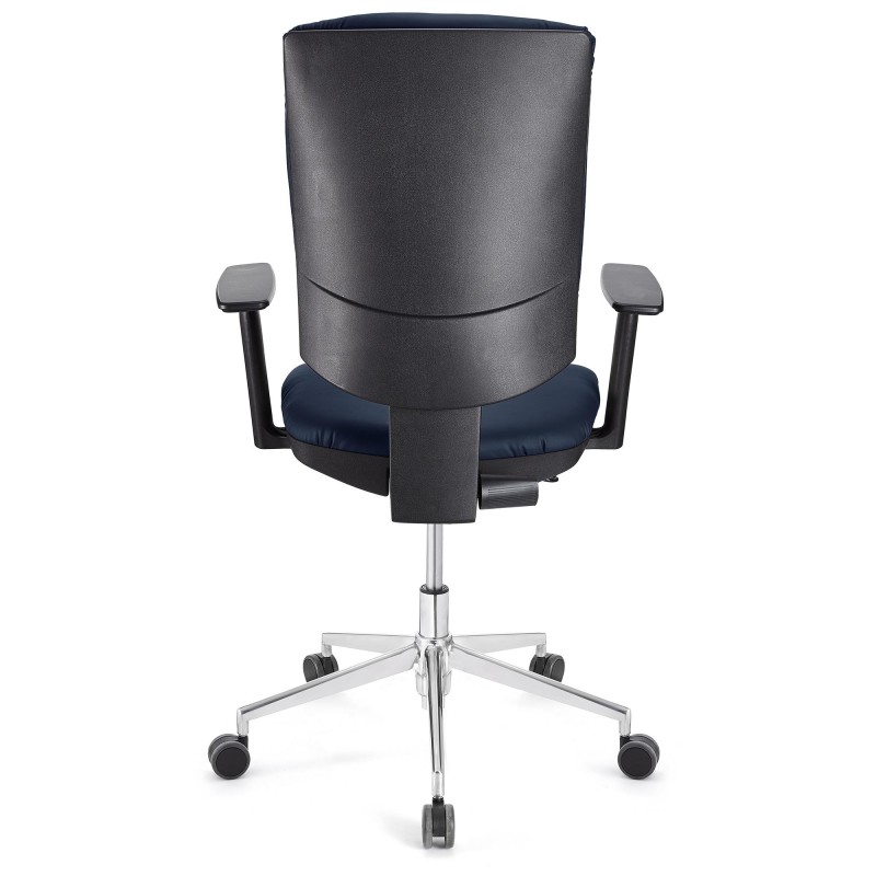 Silla de oficina ATLAS PRO PIEL, grueso acolchado y base en metal, en negro