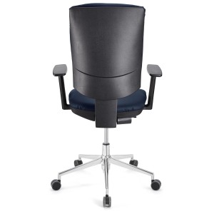 Silla de oficina ATLAS PRO PIEL, grueso acolchado y base en metal, en negro