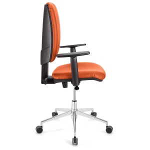 Silla de oficina ATLAS PRO PIEL, grueso acolchado y base en metal, en negro