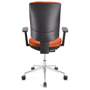 Silla de oficina ATLAS PRO PIEL, grueso acolchado y base en metal, en negro
