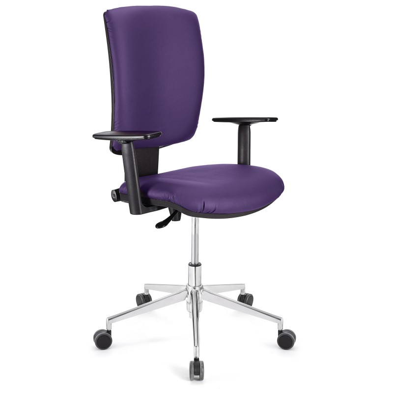 Silla de oficina ATLAS PRO PIEL, grueso acolchado y base en metal, en negro