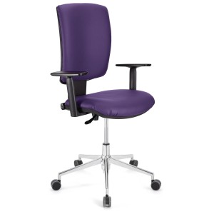 Silla de oficina ATLAS PRO PIEL, grueso acolchado y base en metal, en negro