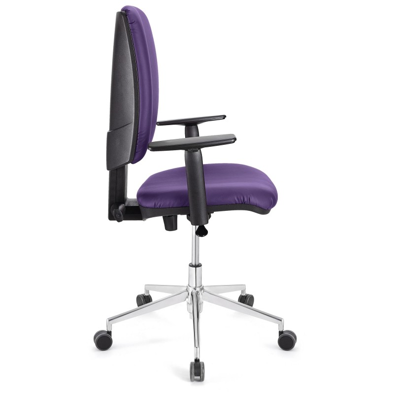 Silla de oficina ATLAS PRO PIEL, grueso acolchado y base en metal, en negro