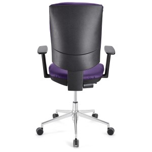 Silla de oficina ATLAS PRO PIEL, grueso acolchado y base en metal, en negro