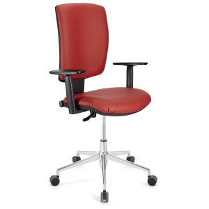 Silla de oficina ATLAS PRO PIEL, grueso acolchado y base en metal, en negro