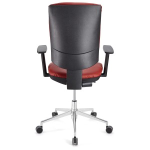 Silla de oficina ATLAS PRO PIEL, grueso acolchado y base en metal, en negro