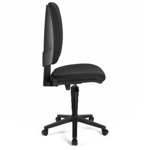 Silla de oficina ATLAS SIN BRAZOS PIEL, respaldo ajustable, en Negro