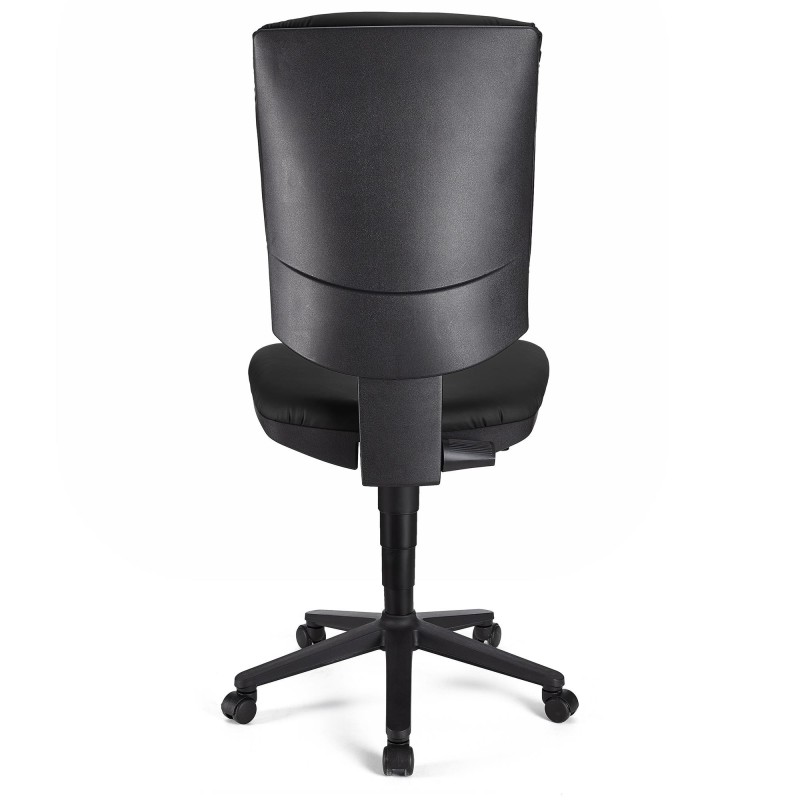 Silla de oficina ATLAS SIN BRAZOS PIEL, respaldo ajustable, en Negro