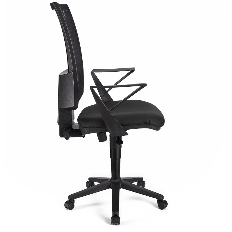 Silla de oficina PANDORA PIEL, respaldo ajustable, color negro