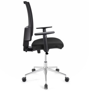 Silla de oficina PANDORA PRO, base en metal, en malla y piel color negro