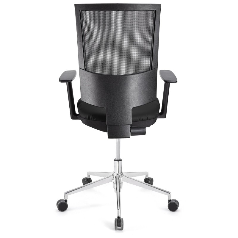 Silla de oficina PANDORA PRO, base en metal, en malla y piel color negro