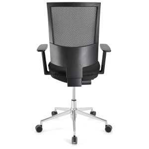 Silla de oficina PANDORA PRO, base en metal, en malla y piel color negro