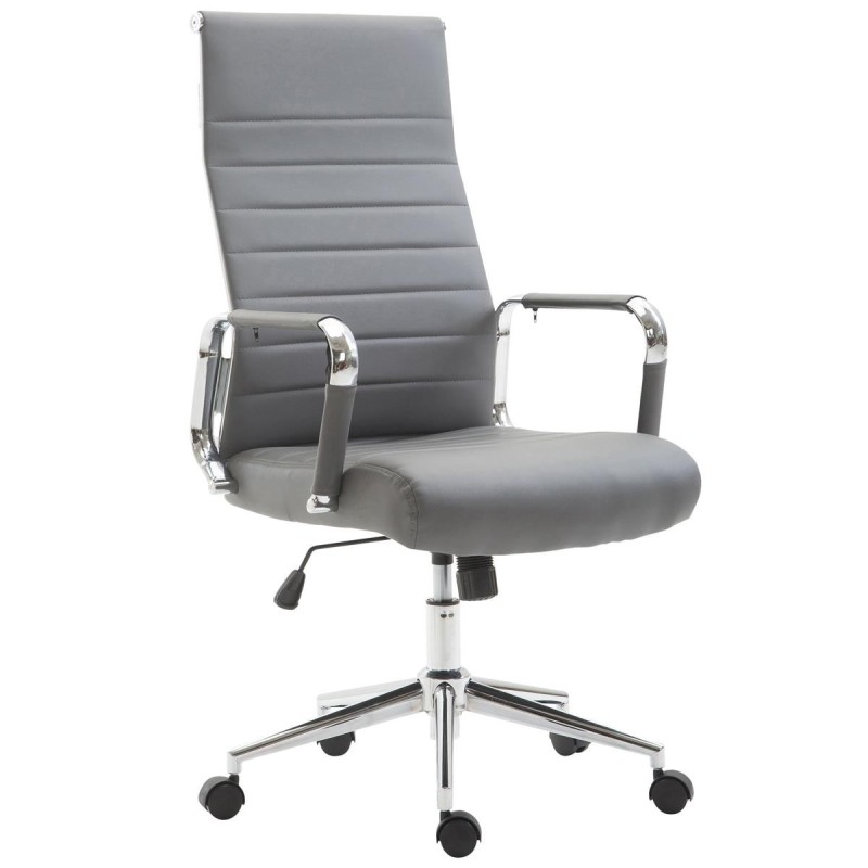 Silla de Oficina KOLMU, base de metal, piel negra