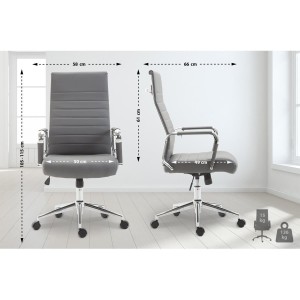 Silla de Oficina KOLMU, base de metal, piel negra