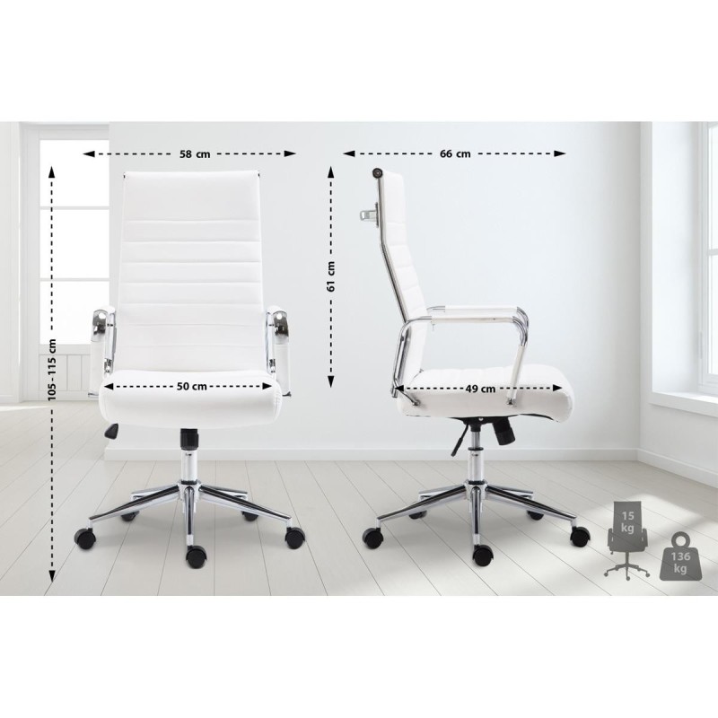 Silla de Oficina KOLMU, base de metal, piel negra