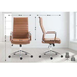 Silla de Oficina KOLMU, base de metal, piel negra