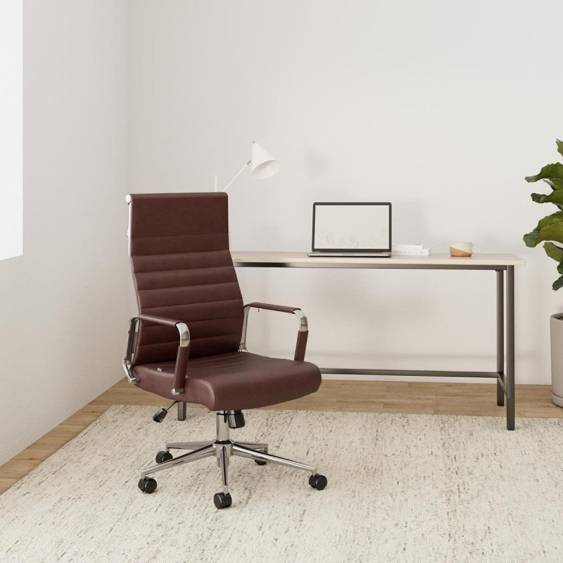 Silla de Oficina KOLMU, base de metal, piel negra