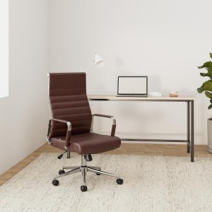 Silla de Oficina KOLMU, base de metal, piel negra