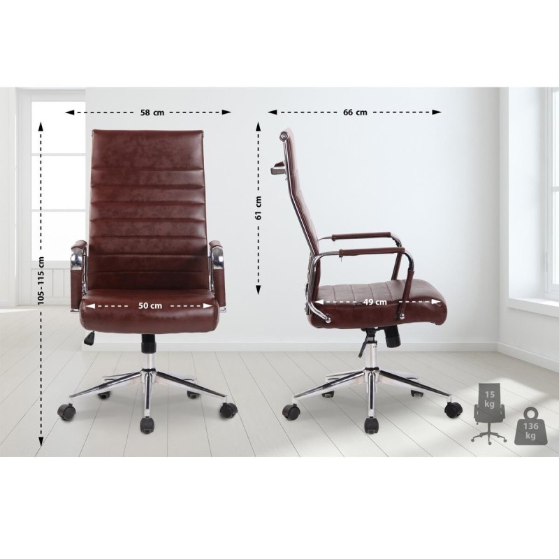 Silla de Oficina KOLMU, base de metal, piel negra