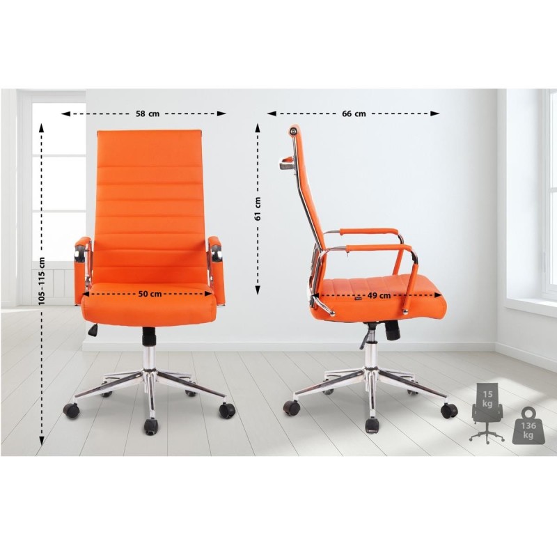 Silla de Oficina KOLMU, base de metal, piel negra