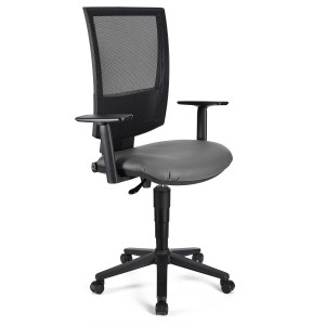 Silla de oficina PANDORA PLUS PIEL, gran acolchado, respaldo en malla, color negro