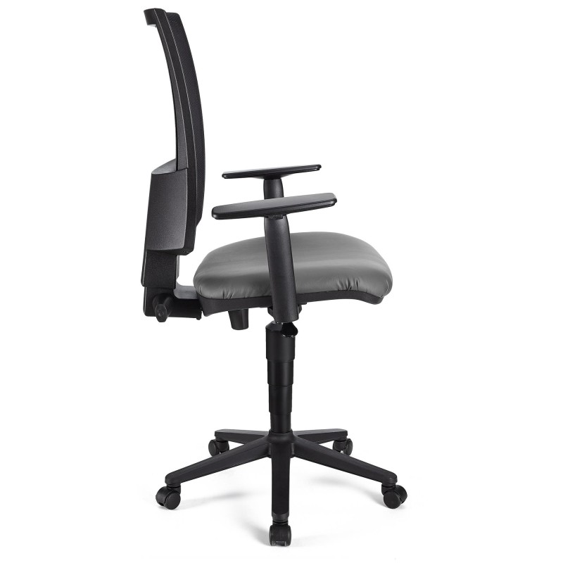 Silla de oficina PANDORA PLUS PIEL, gran acolchado, respaldo en malla, color negro