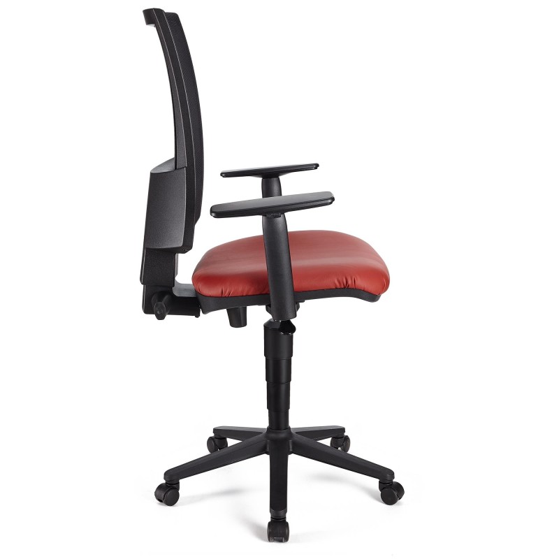 Silla de oficina PANDORA PLUS PIEL, gran acolchado, respaldo en malla, color negro