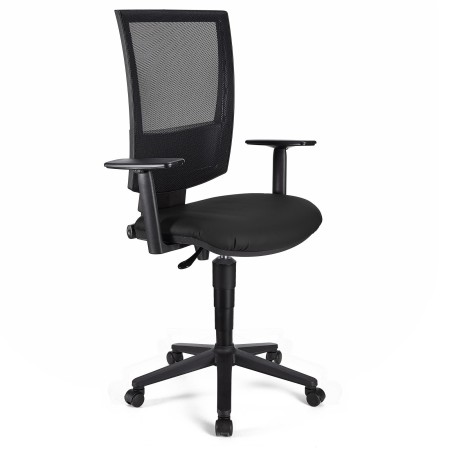 Silla de oficina PANDORA PLUS PIEL, gran acolchado, respaldo en malla, color negro 2