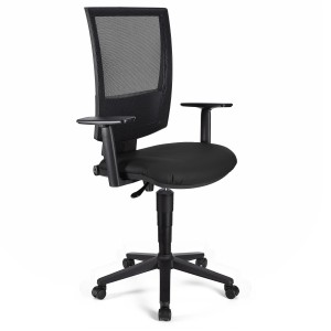 Silla de oficina PANDORA PLUS PIEL, gran acolchado, respaldo en malla, color negro