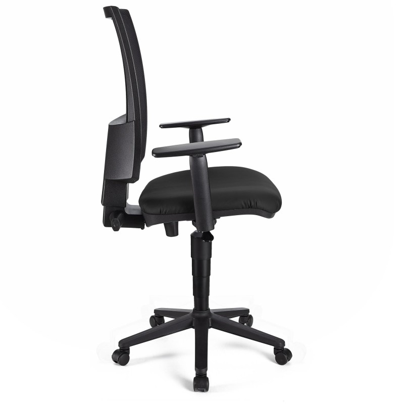 Silla de oficina PANDORA PLUS PIEL, gran acolchado, respaldo en malla, color negro